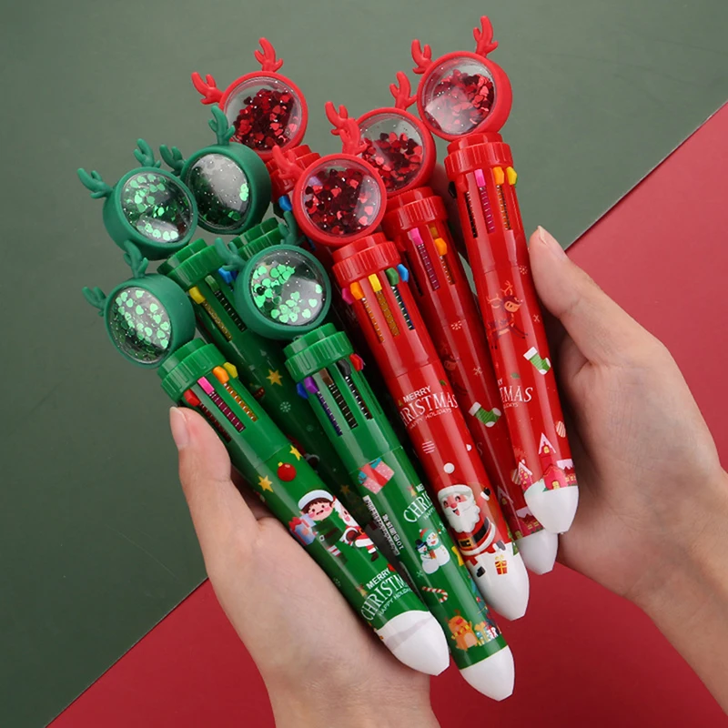 

10 Colors Creative Ballpoint Pen Oiled Stationery Pen Advertising Gift Pen School Office Stationery Christmas Themed