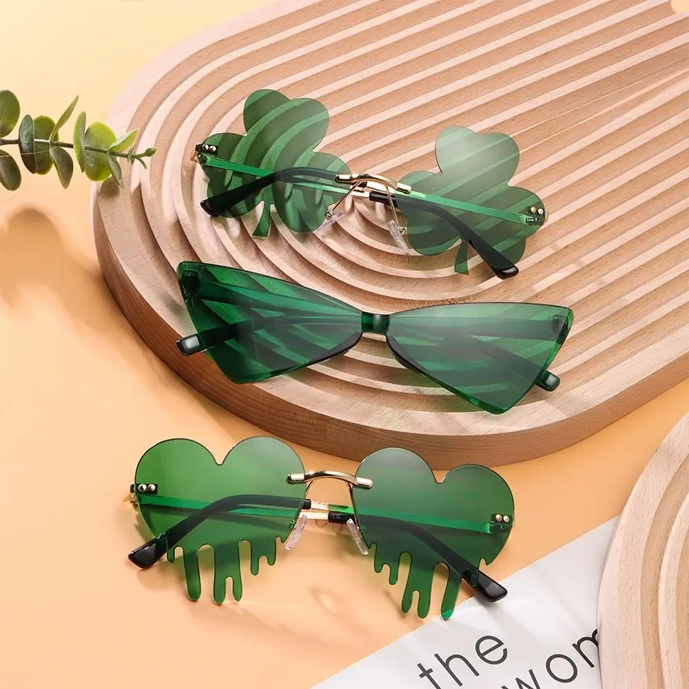 St. Patrick' Day Irih Shamrock Sunglae Green Four Leaf Clover Leprechaun Cotume Glae Fahion Rimle Sun_voghion.com