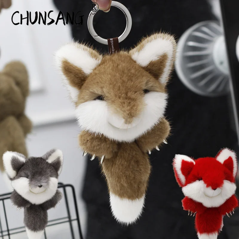 

Fox 2022 Real Mink Fur Handmade Cute Key Chains Keychains Keychain Bag Accessory Car Keychain Gift Keyrings Gifts