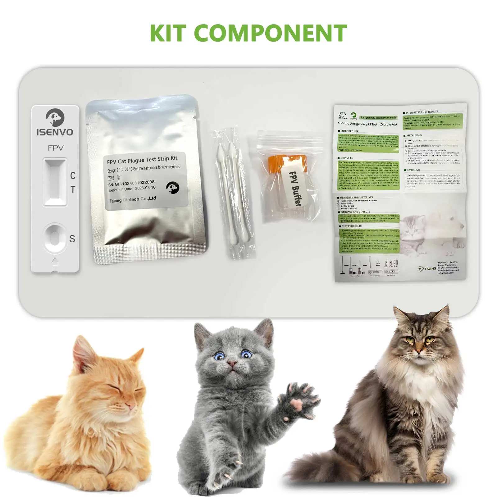 2/5/10 Pcs Feline FPV,FHV,FCV Rapid Home Test Panel Card Health Detection Strip Kit for Cat Distemper Detection Veterinary