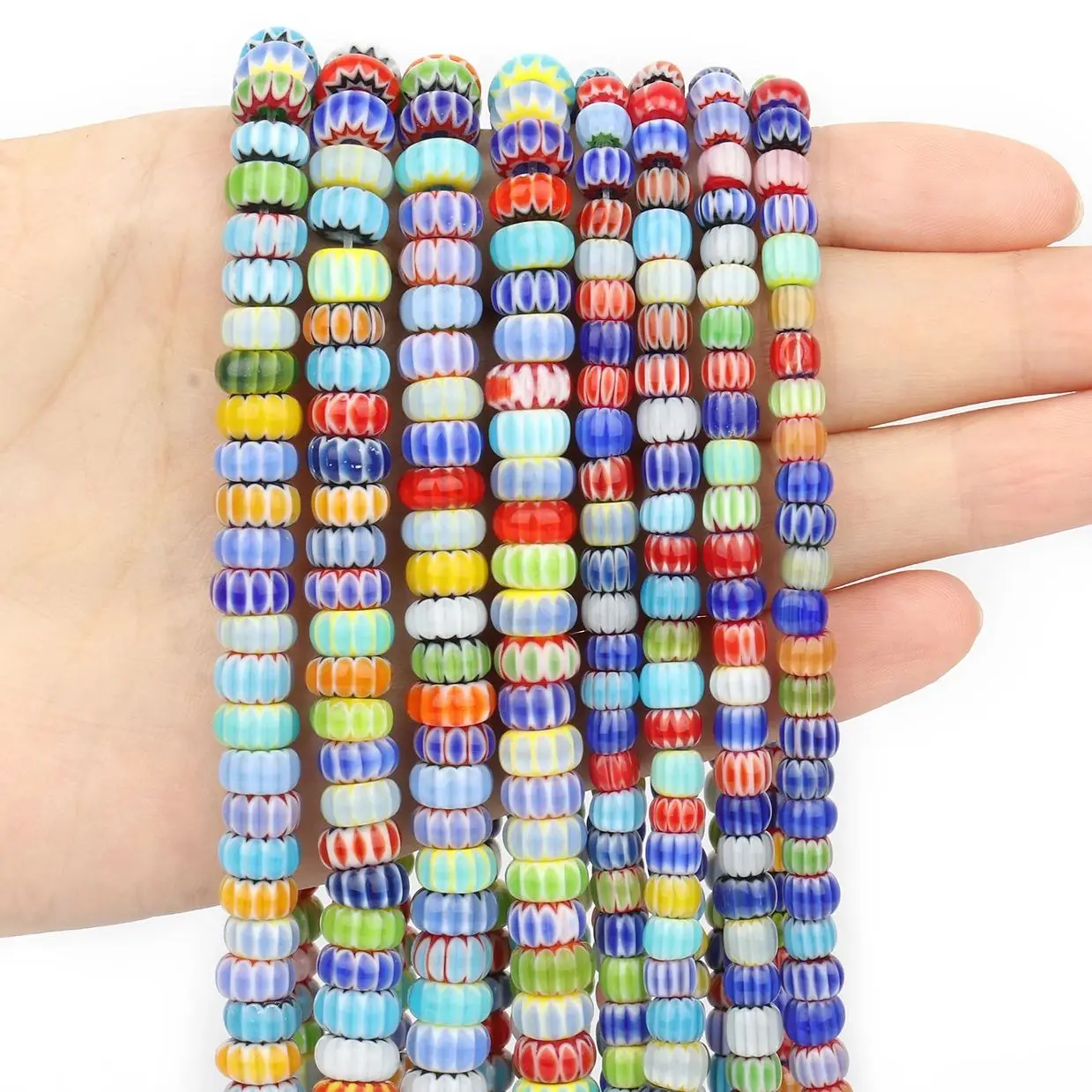 

Lampwork Millefiori Murano Beads Abacus Shape Beads DIY Loose Beads Fashion For Jewelry Make Bracelet Accessories 5x4mm 7x4mm