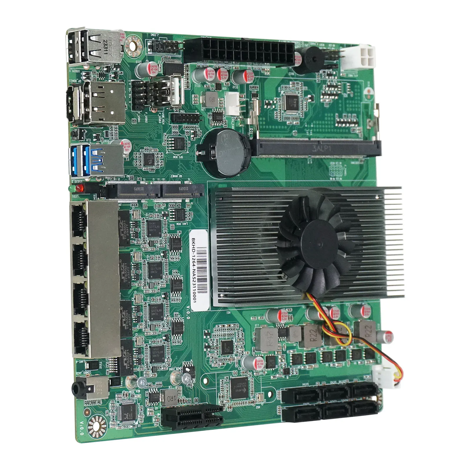 SZBOX 1264-NAS N100/N150 Motherboard 4*I226 2.5G LAN DDR5 4800MHz MAX Support 16G Dual Display M2 SSD NVMe/NGFF PCIe1X+6*SATA 3