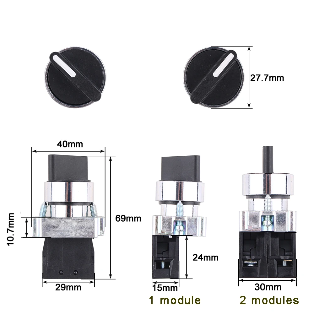 Self-Locking Latching Selector Push Button Switch with Momentary Reset, Multi-Position