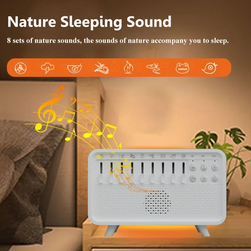 White Noise Bluetooth Speaker Sleep Aid Soundbar Timed Shutdown Simulated Flame Warm Night Light Music Player Aroma Humidifier