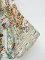 Women Crystal Beaded Jumpsuit Leopard Flower Print Off-Shoulder V-Neck High Waist Elegant Ladies 100% Silk Jumpsuit - Image 6