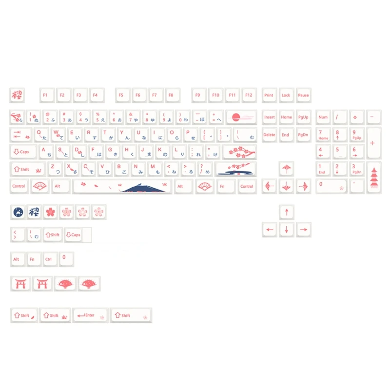 

130 Keys Mechanical Keyboard Keycaps Cherry Blossom XDA Height PBT Keycap Sublimation for GK61/64/68/75/84/87/96/980/104