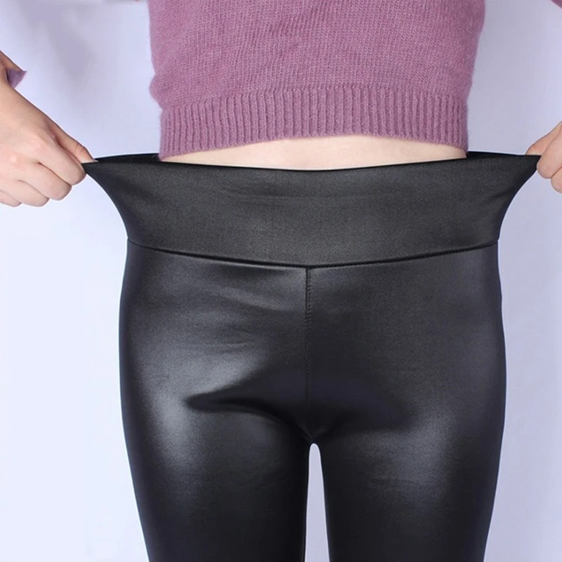 

Plus Size XL-5XL High Waist Pencil Pant Women Faux Leather PU Long Trousers Casual Sexy Skinny Elastic Stretch Pencil Pants