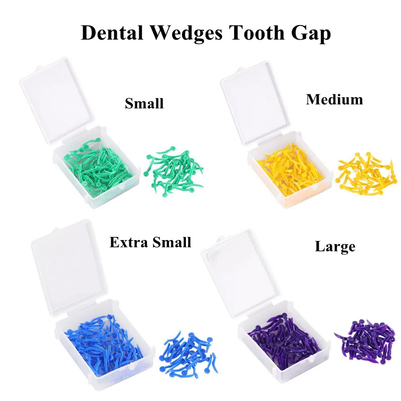 

4Boxes Dental Wedges Tooth Gap Wedge Safety Holes 134℃ 4 Sizes Plastic Diastema 100Pcs/Box