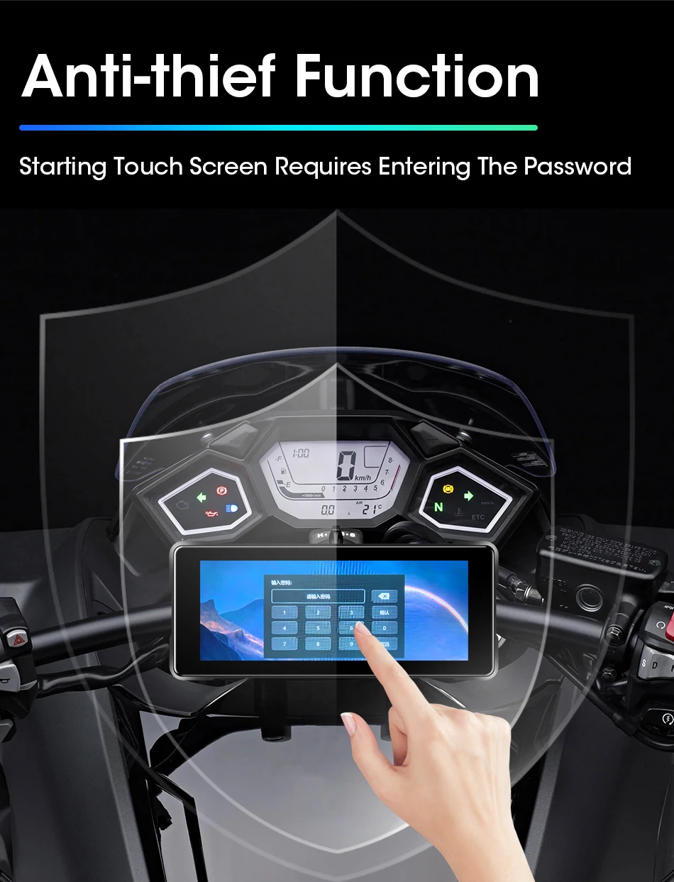 Srnubi 6,86 Zoll tragbarer Motorrad-Carplay-GPS-Navigations-Smart-Player, Motorrad-Monitor-DVR für Apple Carplay Android Auto, IPX7 BT – Detail 12