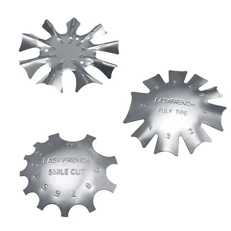 1개 네일 플레이트 이지 프렌치 스마일 컷 V라인 아몬드 모양 팁 매니큐어 엣지 트리머 프렌치 네일 몰드 네일 커터 메이크업 도구