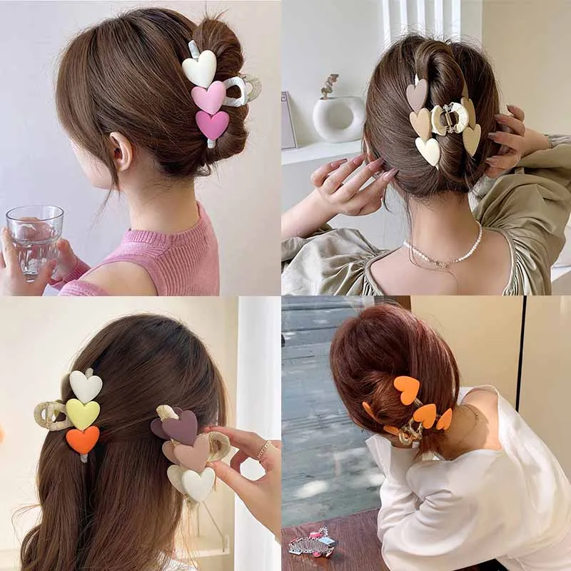 FORWOT Neue Korea Herz Form Acryl Haar Krallen Krabben Große Perle Klaue Clips für Frau Mädchen Bad Haarspange Dame Mode kopfschmuck – Detail 5