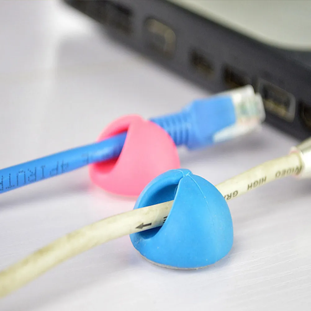 책상 TV 컴퓨터 전화용 20개 케이블 클립 정리 세트 - 헤드폰 충전기 USB 와이어용 접착식 코드 관리 후크