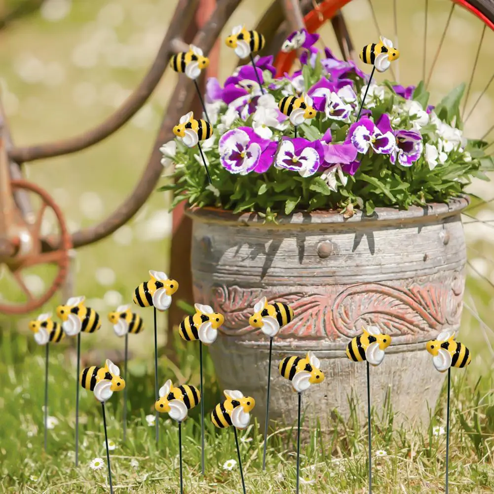 Metal Bee Garden Decoration Decorative Metal Bee Garden Stakes Uv Resistant Waterproof Easy to Install Enhance with Small