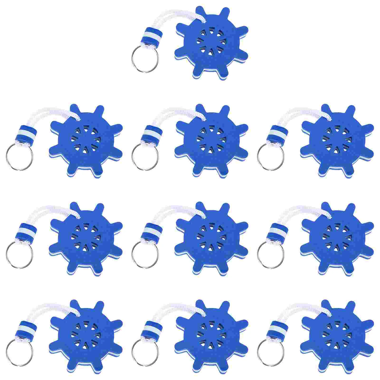 10pcs Boat Floating Key Rings Multipurpose Floating Keychains Water Sports Keyrings (Blue)