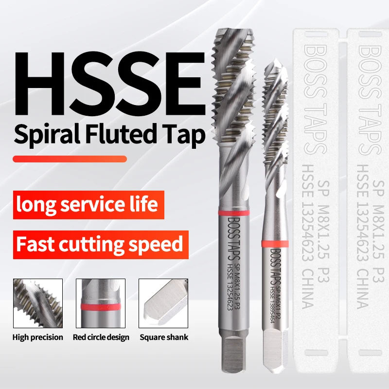 HSSE-M35 JIS Standard Red Ring Spiral Fluted Tap M1.2 M2 M3 M4 M5 M6 M7 M8 M9 M10 M11 M12 Machine Sc