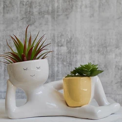 Charming Resin Flower Head Planters - Cute Indoor Garden Decor Gift (One size)