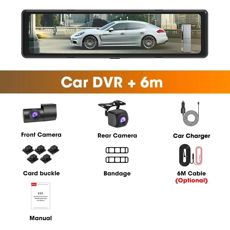 Jansite 11 Car DVR Dashcam With Detached 2.5K Front Camera Rear View  Mirror GPS Dual lens 2.5K Backup cam Sony IMX307 256G Max