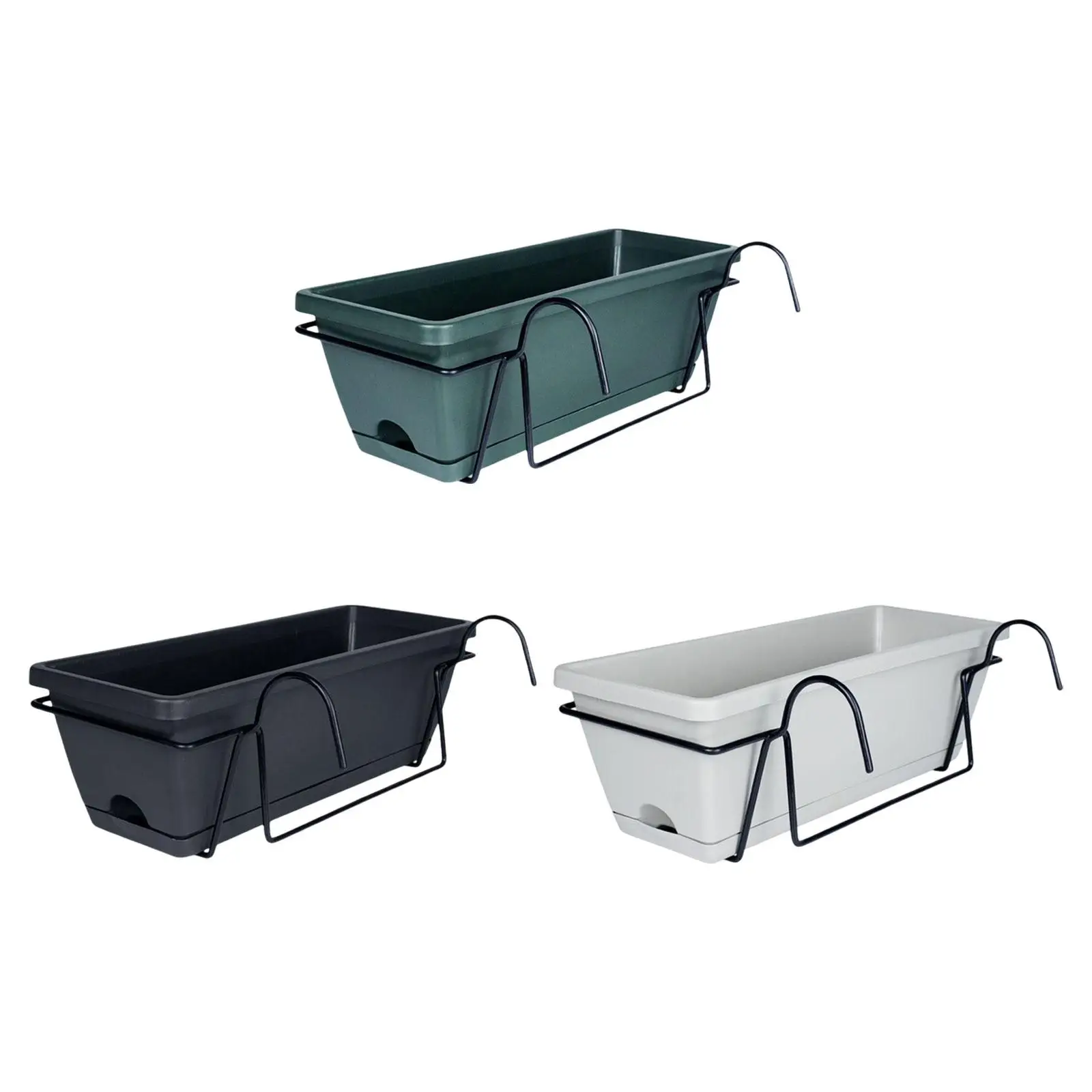 Balcony Railing Flower Planter with Rack and Tray 4