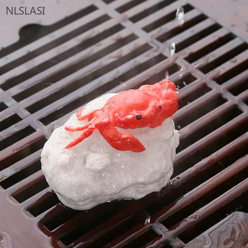 송진 색상 변경 차 애완 동물 중국 차 세트 액세서리, 게 조각, 다도 장식, 레트로 차 트레이 장식 공예