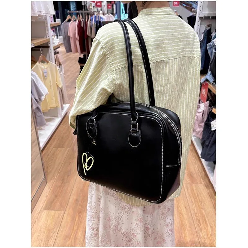 JIAERDI Vintage Coffee Handbag Wallet Women Retro Jk Uniform Large Capacity Tote Bag Female Harajuku Shoulder Bowling Bag 2025