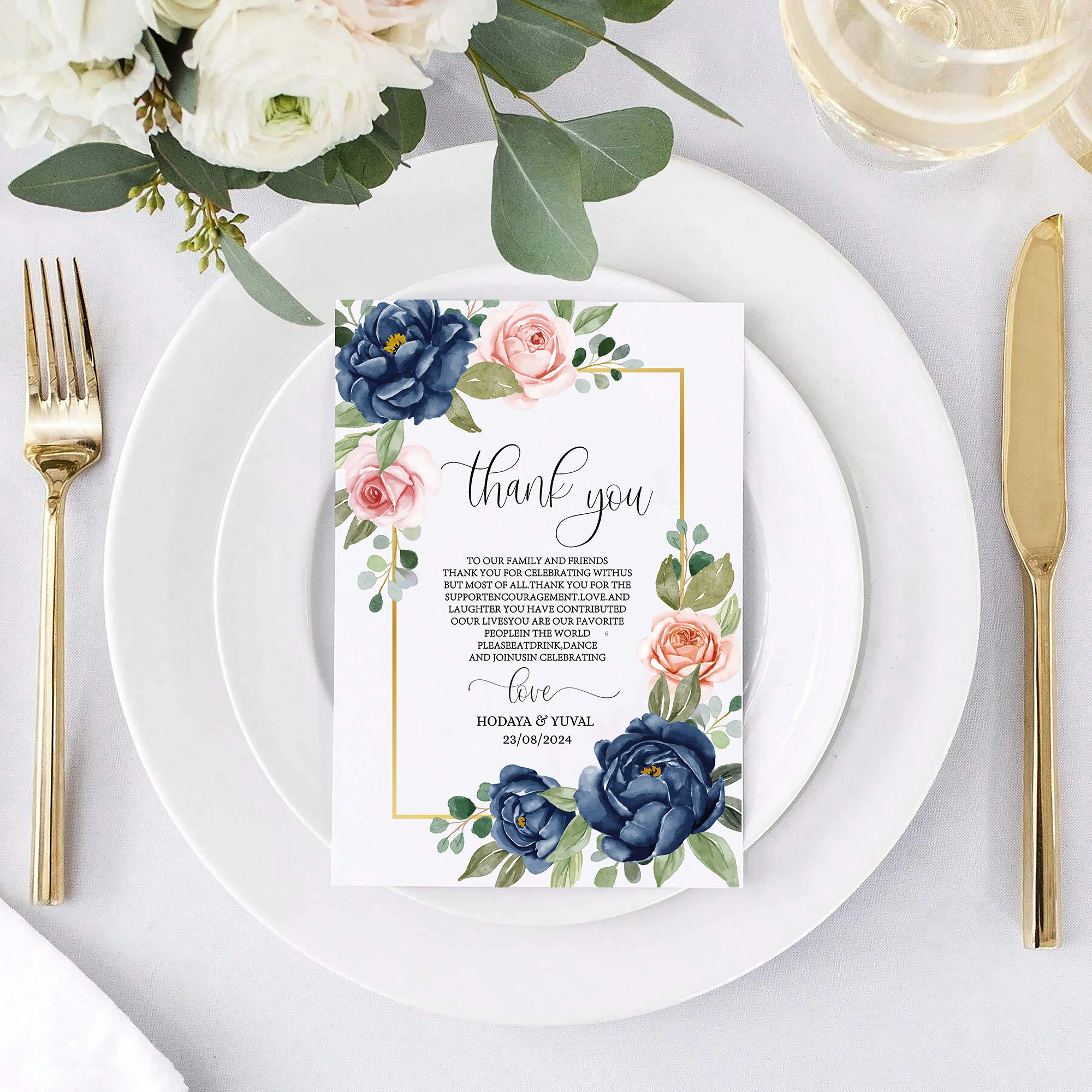 Personalized Wedding Banquet Table Thank You Card, Table Decorations, Reception, Bridal Shower Thank You Cards, Welcome Cards