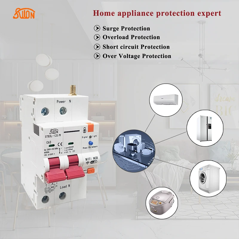 Ewelink Wireless Smart Circuit Breaker Timer Remote Control Overload Short Circuit Protector Household Power Smart Switch Circuit Breaker 2P 4P
