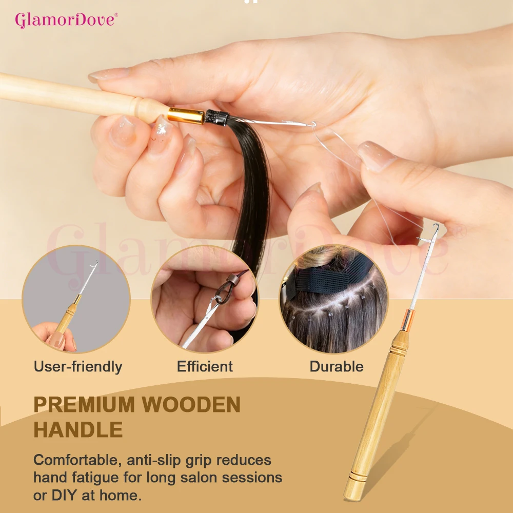 글래머도브 5개 헤어 익스텐션 풀링 훅 니들 ? 실리콘 마이크로 비즈용 크로셰 래치 루프 도구