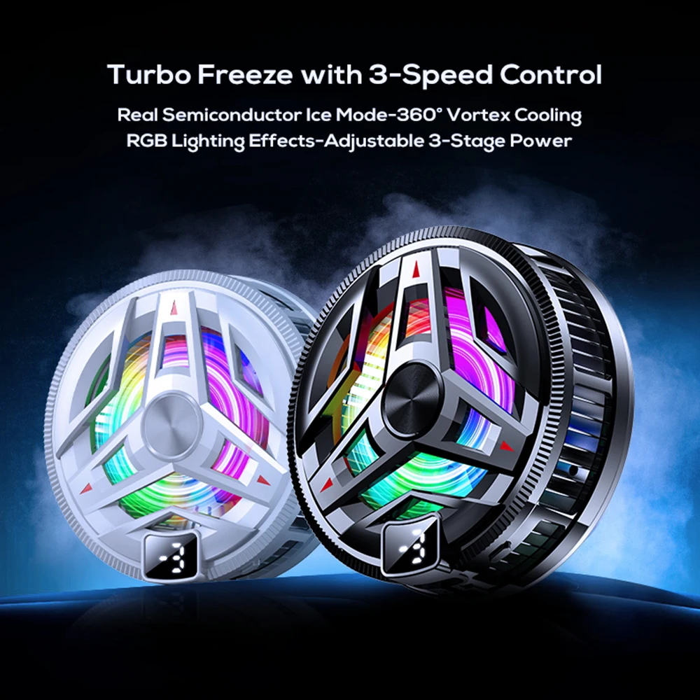 휴대용 자석 반도체 전화 쿨러 디지털 디스플레이 RGB 라이트 강력한 냉각 팬 게이밍 폰 아이스 쿨러
