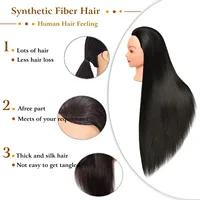 Tête de formation synthétique cheveux longs pour tresse coiffure avec pince support de perruque tête de poupée pour coiffures tête de Mannequin 4