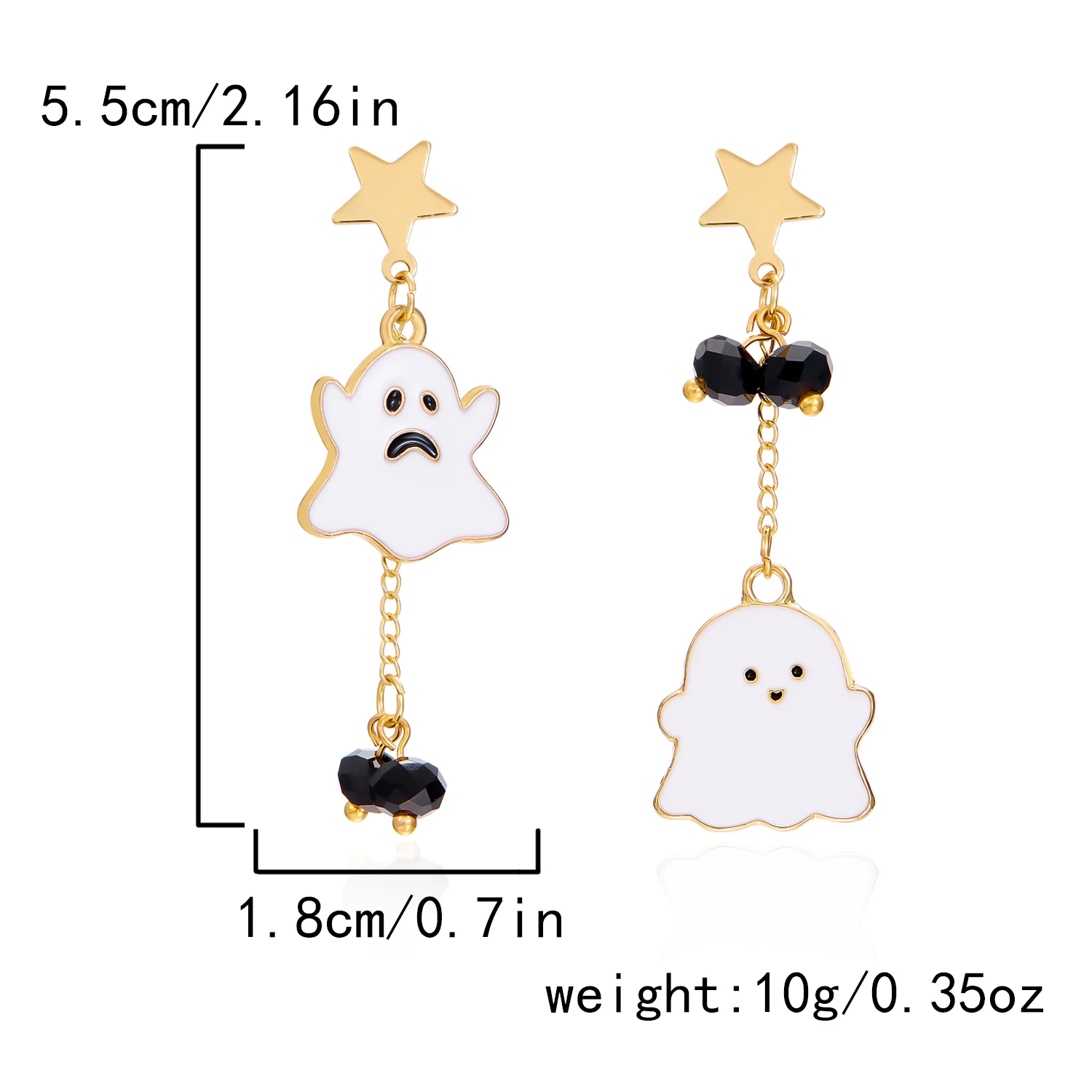Niedliche Cartoon-Geist-Halloween-Tropfenohrringe für Frauen, Punk, Spinnennetz, Fledermaus, schwarze Katze, asymmetrische Ohrringe, Party-Schmuck, Geschenk – Detail 11