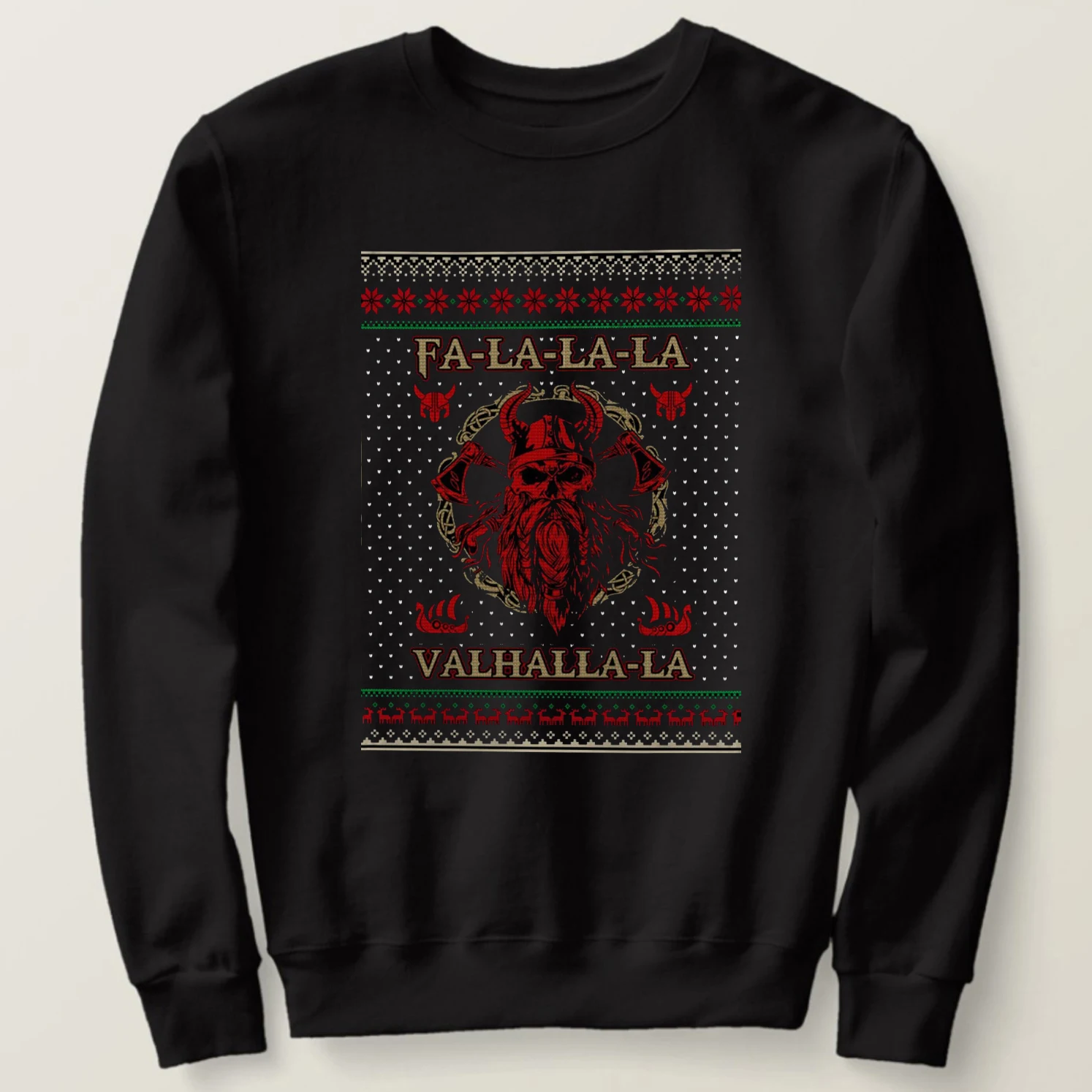 

Fa La La Valhalla La Viking'er Beard Skull Ugly Christmas Sweater Sweatshirts 100% Cotton Casual Mens Pullover Hoodie Streetwear