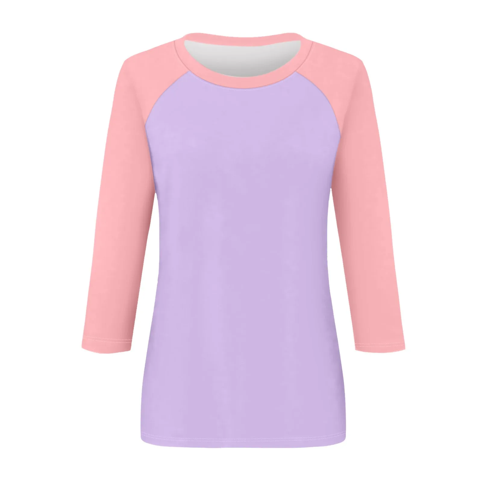 Frisches, modisches, lässiges, farbblockierendes Raglanärmel-O-Ausschnitt-3/4-buntes, vielseitiges Basic-Shirt für Mädchen, Sommer-dünnes, vielseitiges Oberteil – Detail 26