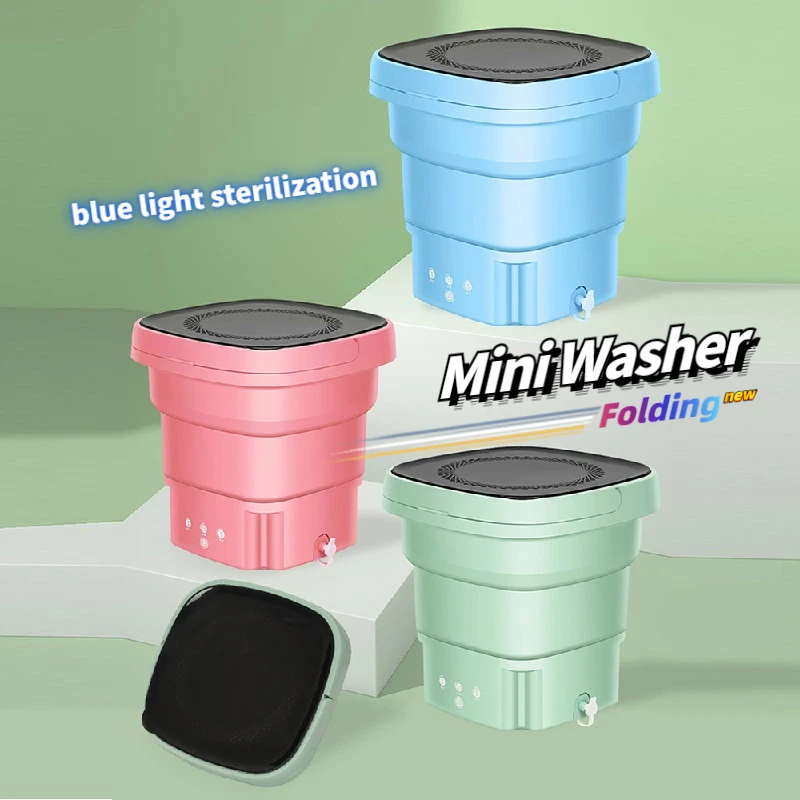 

Folding Washer with Dryer Bucket Portable Mini Underwear Socks Clothes Washing Machine Home Travel Camping Cleaning Machines