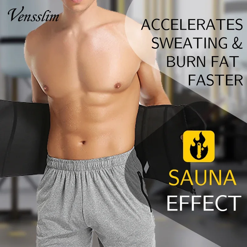 Vensslim Sauna Workout Waist Trainer Trimmer Men Weight Loss Neoprene Body Shaper Sweat Belly Belt Adjustable Straps Corset body shaper,waist trainer