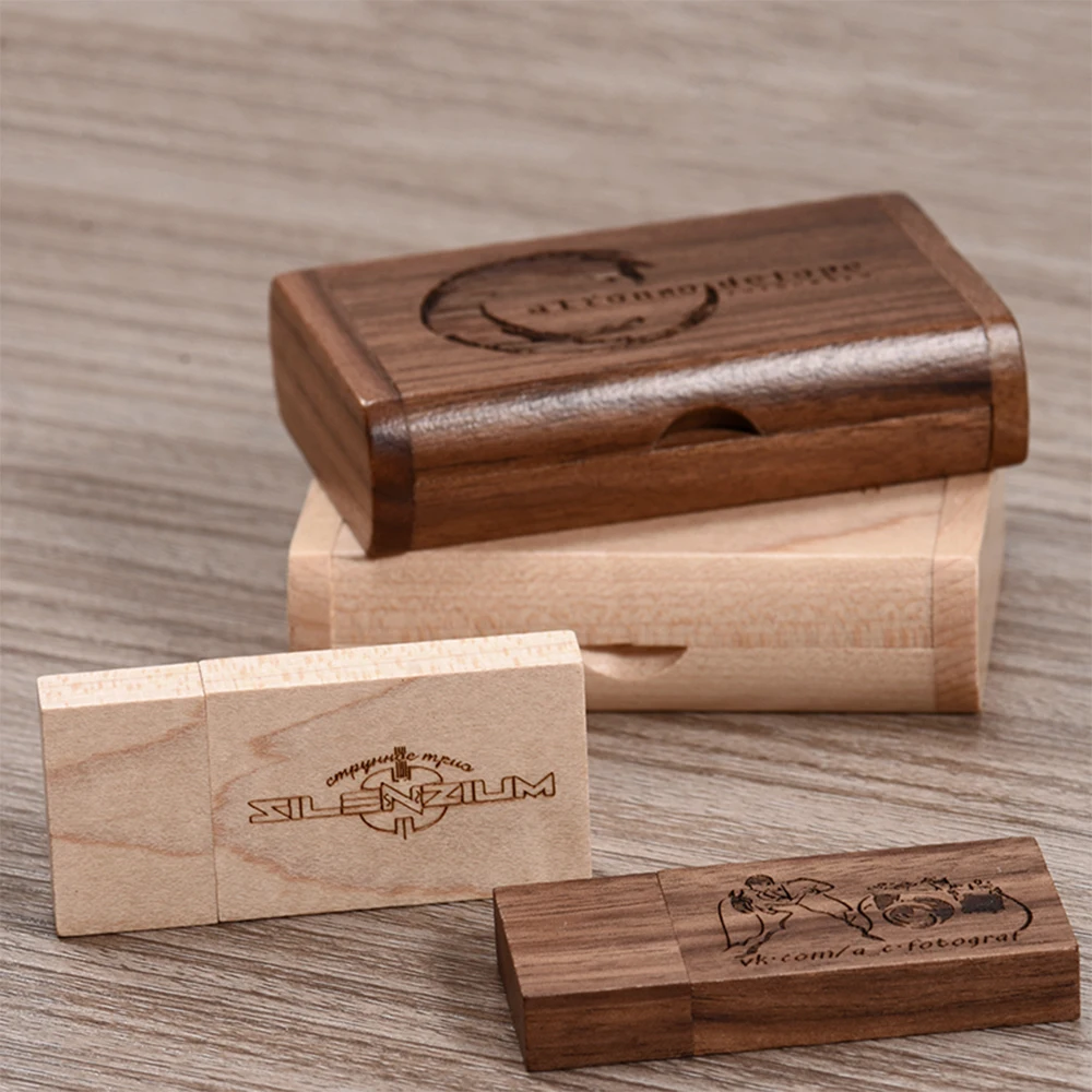 JASTER 무료 맞춤형 USB 3.0 플래시 드라이브 128GB 비즈니스 펜드라이브 메모리 스틱 64GB 나무 상자 펜 드라이브 32GB