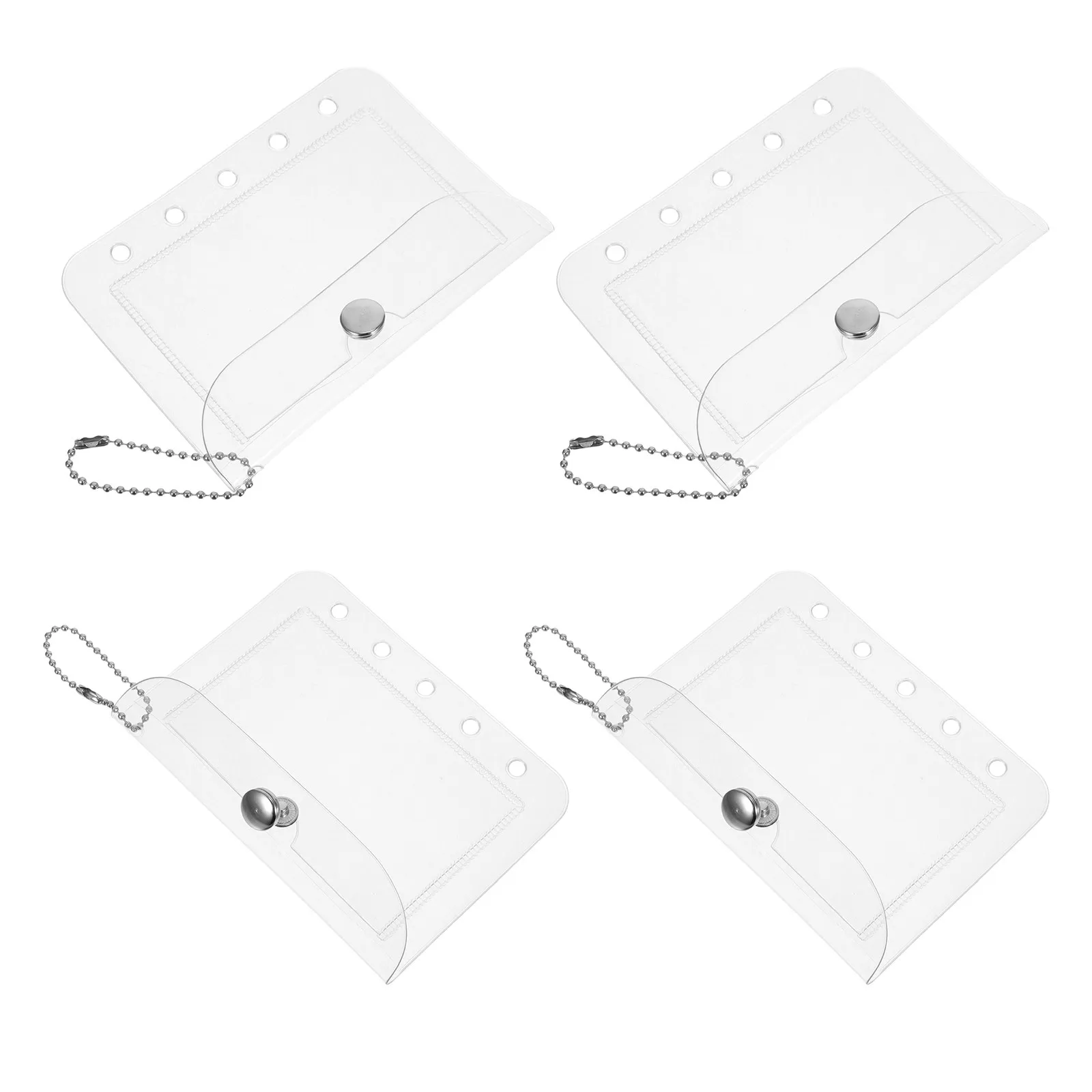 4개입 바인더 포켓 투명 미니 방수 루즈리프 5홀 버클 현금 동전 정리함 사진 슬리브 저널 예산 관리용