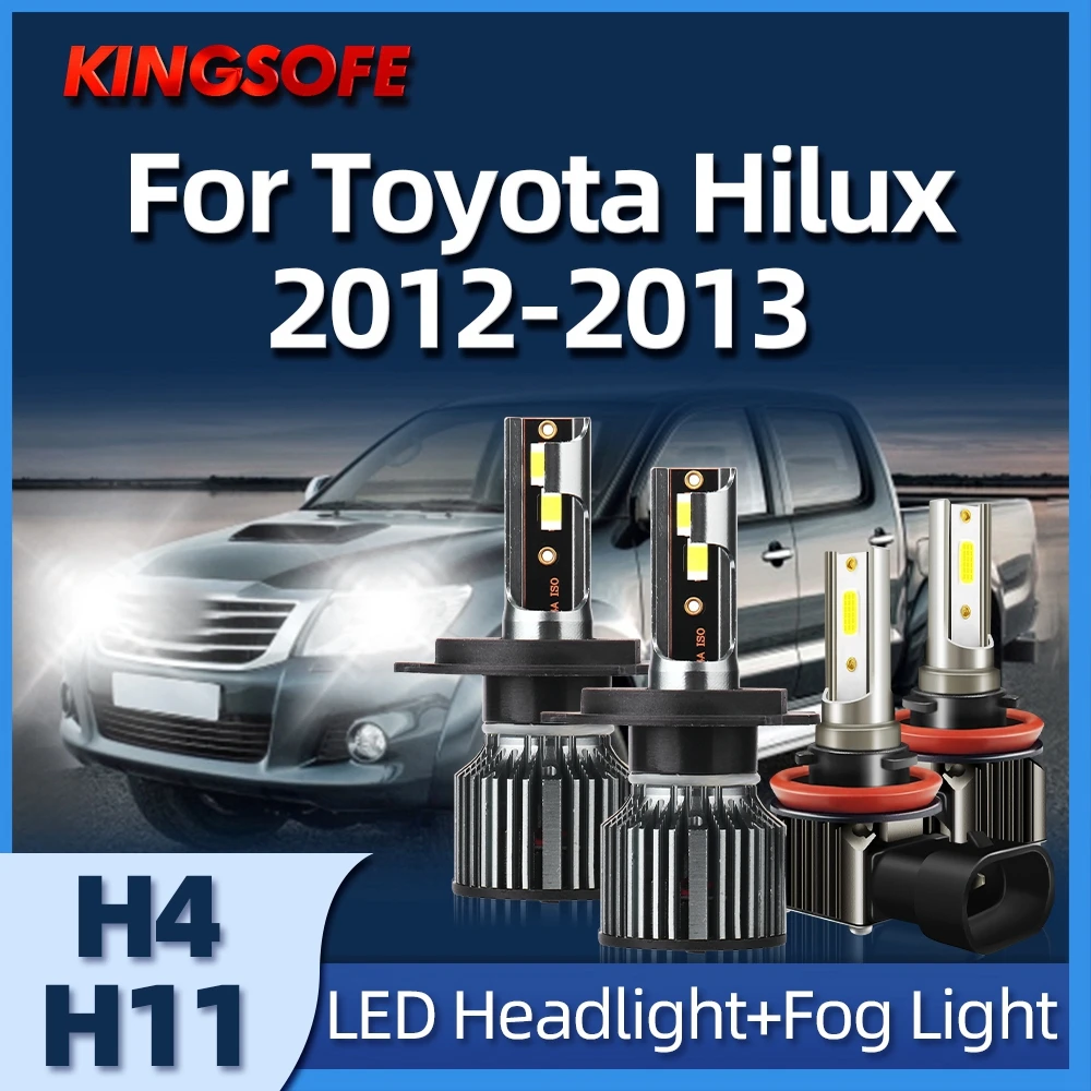 LED 자동차 헤드라이트 전구, 매우 밝은 자동 램프, Toyota Hilux 2012 2013 적합, 12V, H11, 30000LM, H4, 180W, 2 개, 4 개
