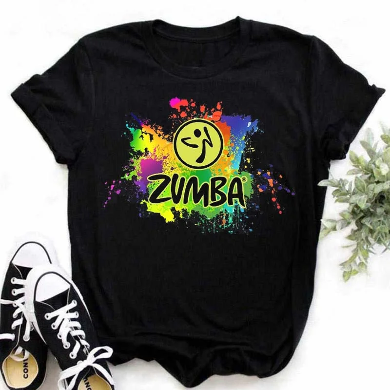 Fashion Zumba Black Tshirt Women's Clothing Dance Letter Graphic Tees Sport Gymnastics T-Shirt Tops _ - AliExpress