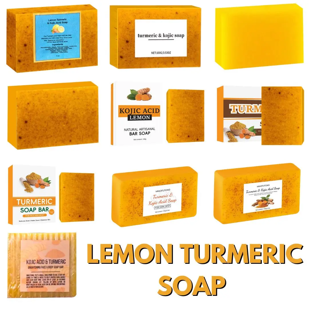 Turmeric Soap & Kojic Acid Soap Body And Facial Cleaning Handmade For Dark Skin Glowing Even Skin Tone Tender Care turmeric soap,kojic acid soap