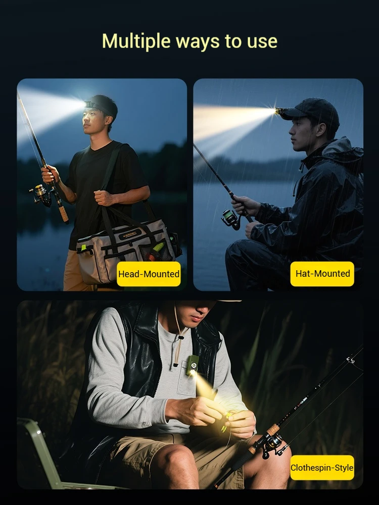 LED 헤드램프 충전식 USB 모션 센서 130lm 헤드 손전등(클립 포함) 야외 낚시용 자기 기능 헤드라이트