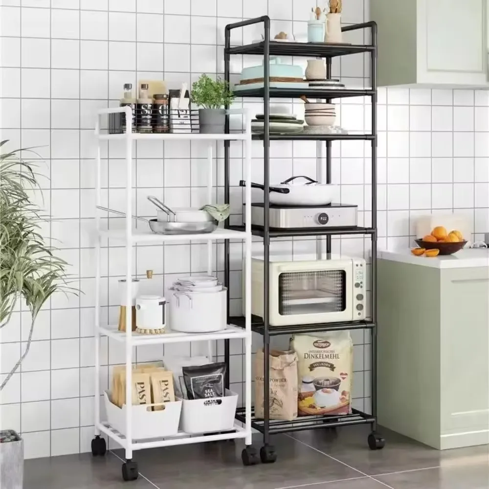 Floor Standing Microwave Storage Rack Multi-layer Kitchen Trolley Household Bathroom Storage Rack Non Perforated