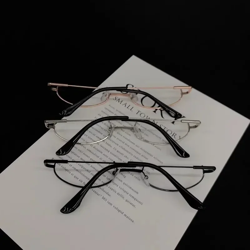 Retro Chic Metal Frame Half Glasses for Cosplay & Photography Decor