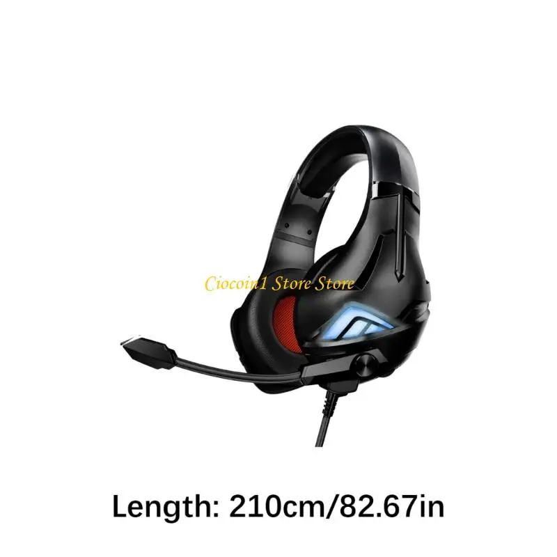 소음 제거 마이크가 장착된 A3PC 게임용 헤드셋 서라운드 사운드 PC용 LED 헤드폰 노트북 컴퓨터 액세서리
