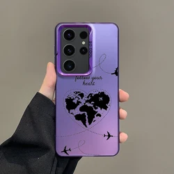 Silver IMD Cover with Cartoon World Map Scenery Design - Samsung A16 5G (B1 - Purple)