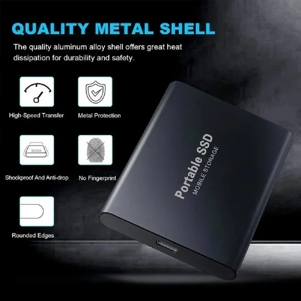 1TB External SSD USB 3.1 Type-C 550MB/s Hard Disk Waterproof Shockproof Portable Storage for Laptop/Camera/Gaming
