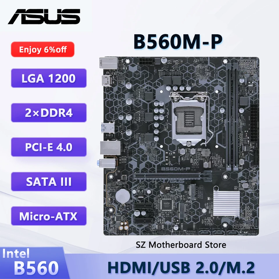 ASUS B560M-P マザーボード B560 マザーボード LGA1200 CPU対応 i9