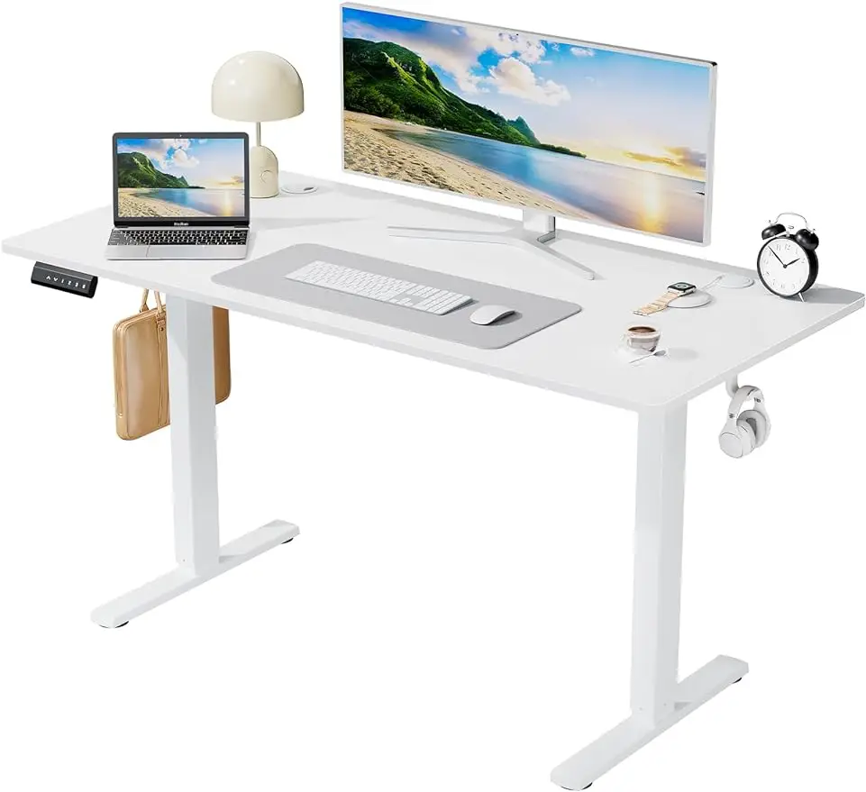 

SMUG Standing Desk, 55x24 Inch Ergonomic Adjustable Height Electric Sit Stand Up Down Computer Table with Whole-Piece Desktop Bo