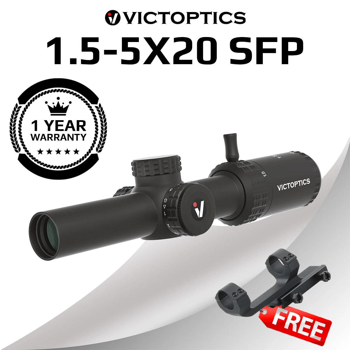 VictOptics SOI 1.5-5x20 SFP LPVO Riflescope 1 inch Lightweight compact FMC Lens 5 R & G Illuminated For Hunting CQB Airsoft