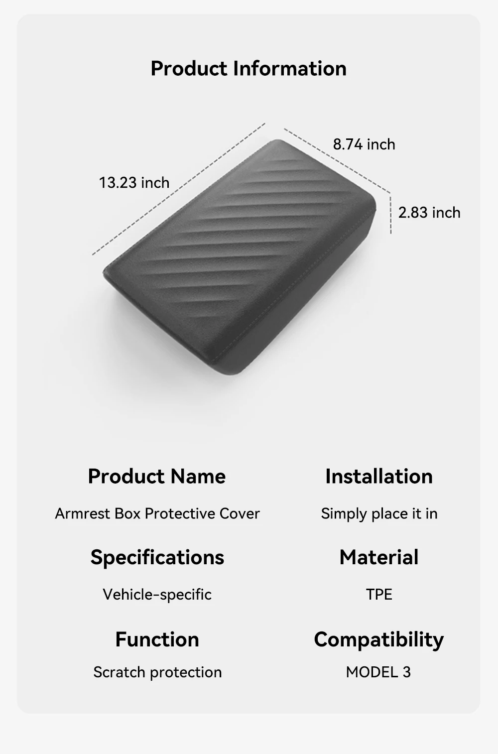 YZ Für Tesla Model Y Juniper 3 Highland Mittelarmlehnenabdeckung Schutz Soft Pad Case TPE Auto Interieur 2026 Zubehör – Detail 9