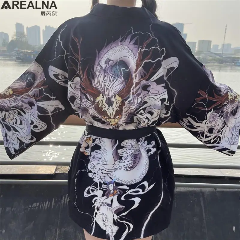 Beach sun protection Kimono Cardigan Women Men Samurai Japanese Wave Carp Anime 3D Print Coat Traditional Japan Clothing summer
